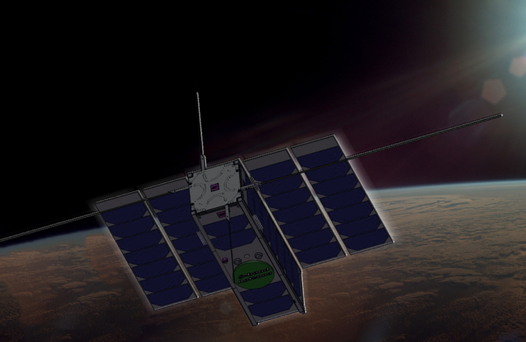 A satellite in orbit